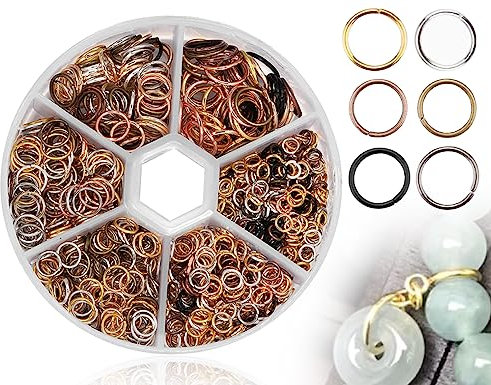 KAPSING 970 Stück Biegeringe Offene Spaltringe, 4/5/6/7/8/10mm Spaltringe für Schmuck, Gemischte Biegeringe Jump Rings Edelstahl Split Ringe Sets für Halskette, Armband DIY