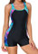 beautyin Badeanzug Frauen Boyleg Einteiler Wasser Aerobic Wettbewerb Badeanzug, Mehrfarbiger Druck, S