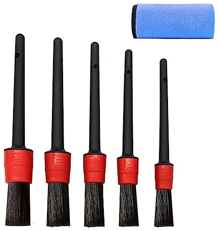 Pinceau Detailing Auto, Brosse Nettoyage Voiture, Nettoyage Voiture Brosse, Brosse Nettoyage Voiture Interieur Pinceau Detailing, 5 Pack, avec 1 Microfibre de Nettoyage Chiffon