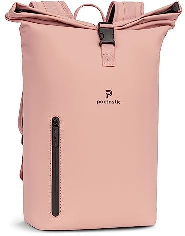 Pactastic großer Rolltop Rucksack mit Tragegriff | 660 Gramm leichter Rucksack aus wasserabweisendem veganem Tech-Material | 36 x 15 x 45 cm mit integriertem Schlüsselanhänger und Laptopfach