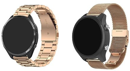 2 Stück Armbänder Kompatibel mit Polar Grit X/Grit X Pro Armband 22mm Mesh Gewebte Uhrenarmband Metall Edelstahl Ersatzarmband Business Bands (Roségold)