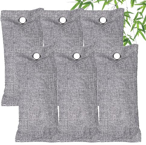 wyewye Bamboo Charcoal Air Purifying Bags, 6x50g, Odour Eliminator, Fridge Fresheners, Fridge Deodoriser, Small Pouches for Shoes, 50g Pack of 6