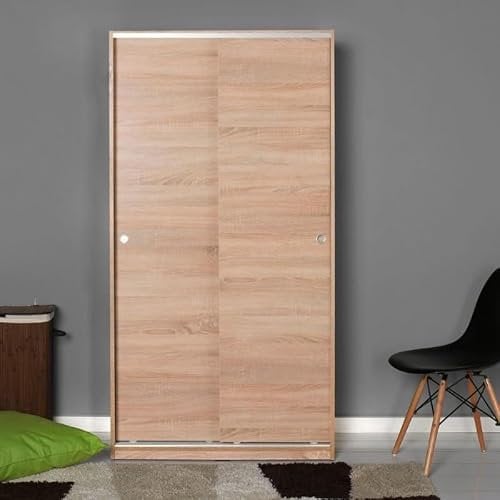 Toscohome Armadio 94x182h cm con 2 ante scorrevoli e 5 ripiani colore rovere - SWD4352023