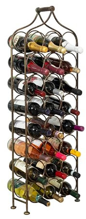 Biscottini Portabottiglie Vino in Ferro Battuto Finitura Nera anticata 36x16x106 - Porta Bottiglie Vino in Metallo - Cantinetta Vino 24 Bottiglie - Portabottiglie Cucina Bar - Portavini - Espositore