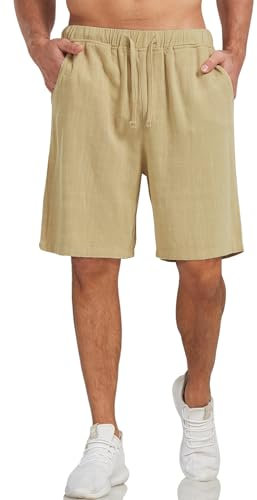Zetieny Short Lin Homme Bermudas Shorts Été Casual Pantalons Courts Taille Elastique La Plage