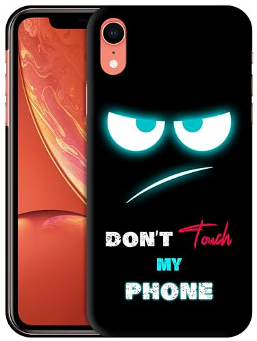 GlamCase for iPhone XR, iPhone XR Case - Don'T Touch My Phone With Teal Eyes Design Printed Slim Fit Cute Plastic Hard Protective Designer Back Phone Case/Cover for iPhone XR.