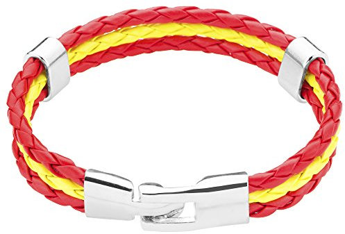 Taffstyle Armband Armreif geflochten Leder Fahne Motiv Fussball EM WM Fanartikel Land Flagge Ärmel Schmuck Damen oder Herren Spanien 21cm
