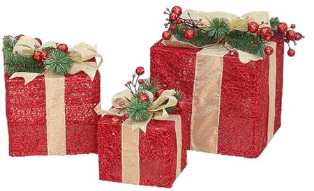 X-Institute 3 Stück/Set Boxen Festivals Party Dekor Zubehör Geschenk Dekoration unter dem Baum Pakete Gartenornamente für Frauen