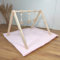 HOME CHIC Montessori Baby Gym Spielbogen Spieltrapez aus ökologischem Holz (BabyGym + 3Spielzeuge + pinke Matte)