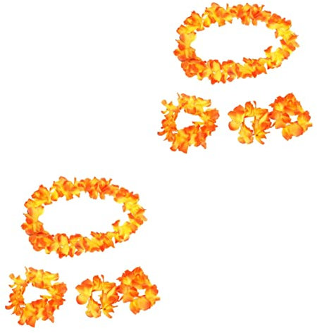 STOBAZA 8stücke Blumenkranz Set Für Frauen Teiliges Hawaiianisches Blumen-Haarband Mit Halskette Und Armbändern Für Luau-Partys Hochzeiten Und Sommerfeiern Handgefertigt