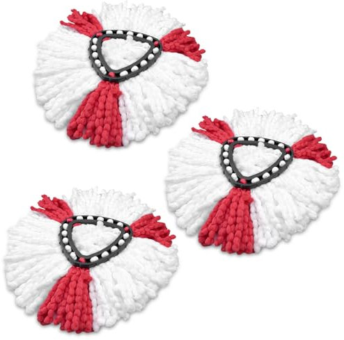 Chiluxendo 3 Pezzi Ricambio Mocio Lavapavimenti - Testina Sostitutiva per Mop Spin - Base di Ricambio per Piani (Rosso e Bianco)