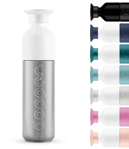 Dopper 350ml Silver Insulated Thermos Bottle - Double Walled, Leak-proof, Vacuum Insulated - 9 Hours Hot, 24 Hours Cold - Stainless Steel Drinking Bottle - Thermos Cup - Coffee Cup
