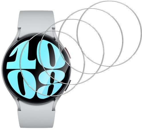 Dlxiks Protector de Pantalla para Samsung Galaxy Watch 7/6/5/4 44mm, Cristal templado Antiarañazos,Dureza 9H, fácil instalación, Sin Burbujas, Antiarañazos, HD Transparente, 4 Unidades
