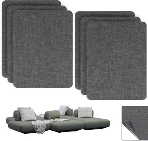 Flicken Selbstklebend Stoff, 6 Stück Reparaturpatch für Sofastoffe, 10 x 15,5 cm, Leinenstoff Reparaturflicken, Selbstklebende Patches, für Sofa Zelt Möbel Autositz Liege, Dunkelgrau