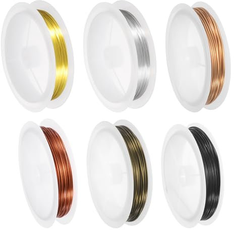 sourcing map 6PCS 22 Gauge Copper Wire for Jewelry Making Tarnish Resistant Beading Wire for Jewelry Making Supplies and Crafts, 16FT