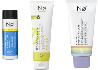 No Cosmetics Hautpflege-Set – 120h Liquid Hydrator, Peeling Cleanser AHA/PHA und All-In Barrier Cream – Feuchtigkeit, Feuchtigkeit und Schutz für alle Hauttypen + Purelife Sticker