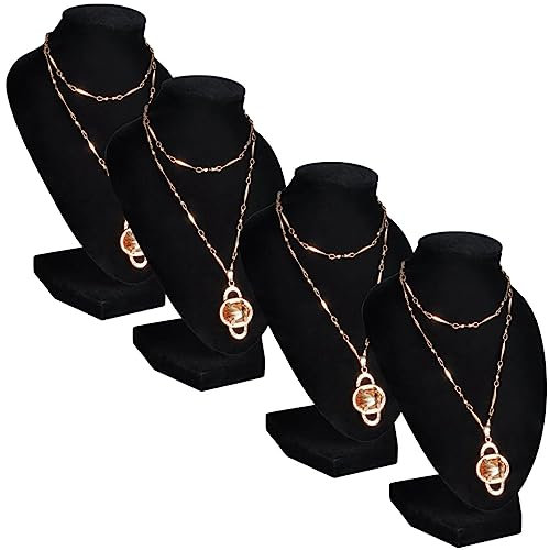 BOWEKAM Home & Garden-Flanelle Porte-bijoux Buste Collier Noir 9 x 8,5 x 15 cm 4 pcs-Choix de meubles