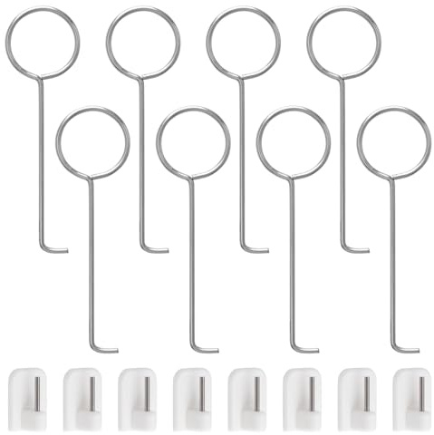 UFURMATE 8Pcs Drain Grid Puller Stainless Steel Drain Key Lifting Hooks with 8Pcs Self-Adhesive Hooks Shower Drain Removal Tool for Kitchen Bathroom Drain Grate (89mm)
