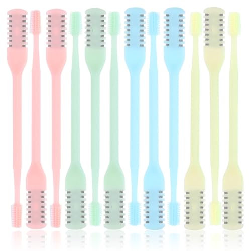 JAWUZ 12 Pezzi Rasoio Per Peli Del Naso 2 In 1,Lama Double-Facerasoio Manuale,Portatile,Girevole a 360°,5 Colori