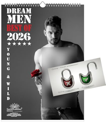 Sexy Dream Men Kalender für 2026 DIN A3 Erotik Männer Mann - Inhalt: 1x Kalender 1x Weihnachtsanhänger 1x Grußanhänger (gesamt 3 Teile)