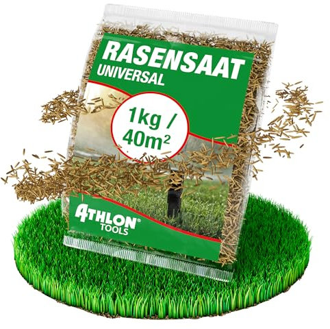 ATHLON TOOLS Universalrasen Samen 1kg / 40m² Frühjahr/Sommer - Rasensamen schnellkeimend - Rasensaat Rasen-Nachsaat