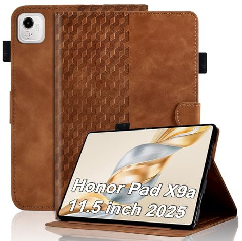 Hülle für Honor pad X9a 11.5 Zoll 2025 Tablet Schutzhülle Premium Ledertasche Folio Smart Case mit Standfunktion Stifthalter Kartensteckplatz für Honor pad X9a Cover, Braun