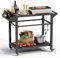 Oakcloud Outdoor-Grillwagen mit Stauraum, beweglicher Pizzaofentisch, robuster Stahl BBQ Prep Station, Grilltisch für das Kochen im Freien, robuster Outdoor-Küchenwagen mit Rollen
