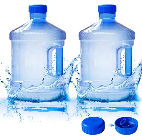 Alaeseje Runder Kunststoff-Wasserkrug, 3,5 l, 2 Stück | Große, wiederverwendbare, auslaufsichere Flasche mit Griff und Schraubverschluss für Camping, Outdoor-Reisen, Fitnessstudio
