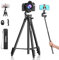 Jishane 71 Camera Tripod Phone Tripod with Wireless Remote Phone Holder and Carry Bag, Aluminum Lightweight Camera Tripod Stand Compatible with Smartphone Cameras, Max Load 6.6 lbs