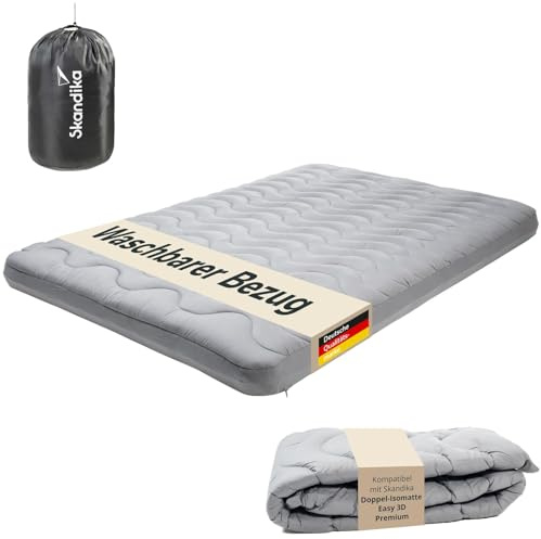 Skandika Bezug für Doppel-Isomatte Easy 3D Premium | Matratzentopper, 195 x 140 x 10 cm, Polyesterfüllung, weich, atmungsaktiv, waschbar, mit Reißverschluss | Matratzen Topper, Matratzenhülle
