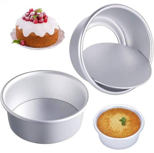 ruitao 2 Pack 4 Inch Cake Tin Non-Stick Deep Aluminum Round Cake Deep Baking Tin with Removable Bottom Cake Baking Pan Cake Mould Tin for Baking, Bakeware Wedding Birthday Christmas Party