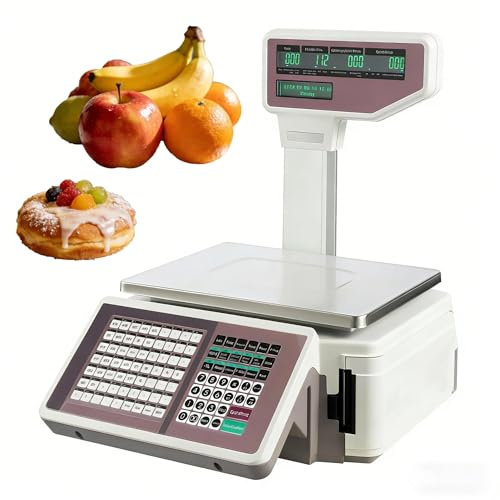 Marktwaage für Feinkostladen, Druck von Preisetiketten & Barcodes in 3 Sekunden, Professionelle Ladenwaage 30kg mit 71 Schnellwahltasten, System auf Deutsch