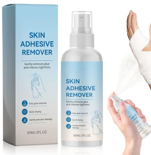 Stoma Adhesive Remover Spray, Gentle No-Scrub Adhesive Remover for Skin, Residual Glue Removal Spray for Bandages Plasters, Silky Touch, 60ml
