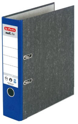 Herlitz 11012820 Ordner maX.file nature A4 8cm blau, Wolkenmarmorbezug/Papier grau 5er Packung
