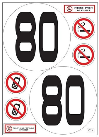 Brett A4 Aufkleber-Begrenzung Geschwindigkeit 80 km/h LKW Bus selbstklebend – C24