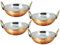 Avs Stores®, indisches Karahi-Kupfer-Serviergeschirr, Schüsseln für Gemüse / Abendessen, mit massivem Messing-Griff, für indische Speisen, Durchmesser 13 cm, 4er-Set