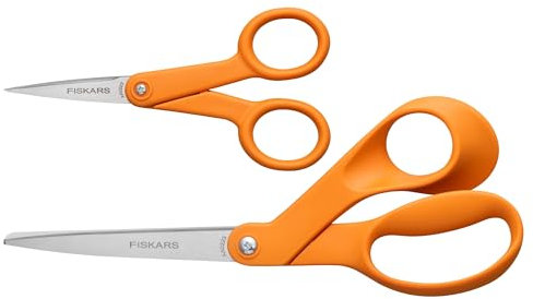 Fiskars 67517197J Original Orange-Handled Scissors 8 Inch and 5 Inch, 2-Piece Set,Black, US import