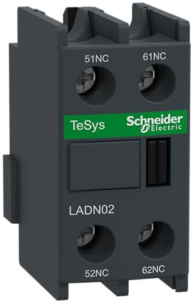 Schneider Electric, Auxiliary contact block, TeSys D, 2NC, front mounting, screw clamp terminals, LADN02