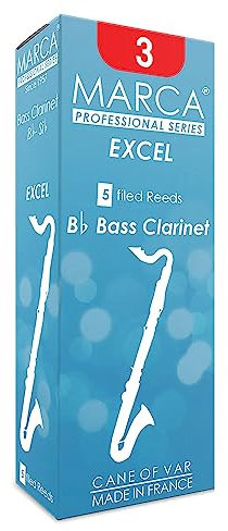Marca Excel Reeds ~ 5 Pack ~ Bass Clarinet ~ 3