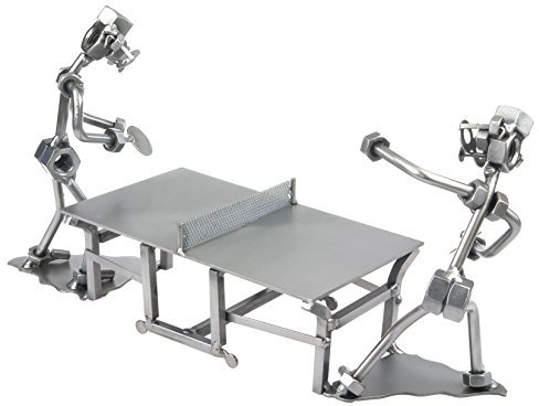 metalman24 Schraubenmännchen Tischtennis TISCHTENNISSPIELER - Handarbeit Geschenkidee Metallfigur Metallmännchen Stahlfigur Schraubenmännle - Deko für Büro & Zuhause