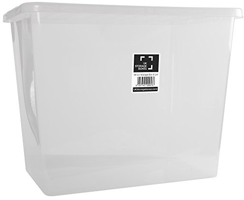 Clear Plastic Storage Box with Lid 80 L - Pack of 10 Transparent