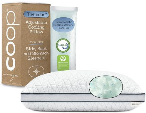 Coop Home Goods Eden Kissen – Ultra-Tech-Bezug mit Zwickel – Verstellbare Füllung mit kühlendem und hypoallergenem, mit Gel angereichertem, Memory-Schaum mit silikonisierter Mikrofaserfüllung