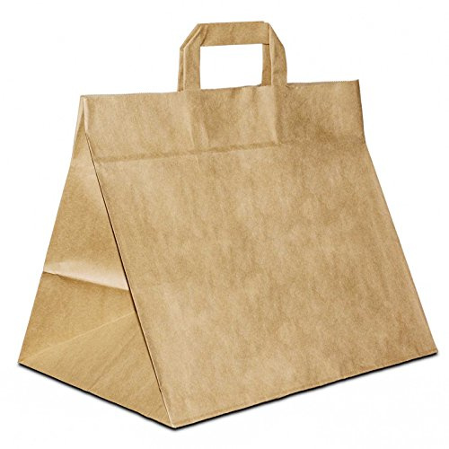 50 x Bäckertüten braun 32+22x27 cm | Papiertüten extra breiter Boden | Konditortaschen Papier | Take Away Tüten | HUTNER