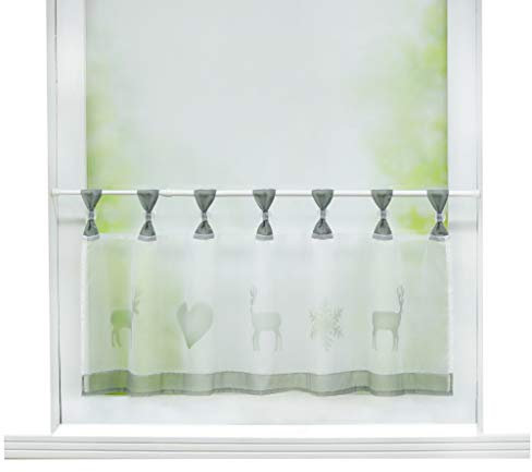 Joyswahl Scheibengardine Voile Bistrogardine »Elch« mit Weihnachten Muster Transparente Gardine Stores HxB 60x90cm Grau 1er Pack