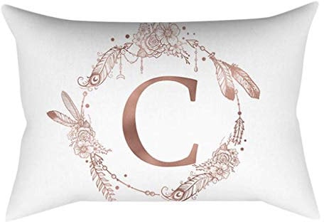 Xmiral Kissenbezüge Kissenhüllen Roségold Alphabet Gedruckte Polyester Kopfkissenbezug 30cm x 50cm(C)