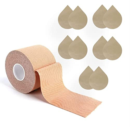 BOOB TAPE Per Donna Nastro Kinesiologico Taglia Unica Pelle e Marrone 5 m (beige) 5 Paia di Copricapezzoli