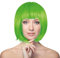 Plitsch Platsch Perücke Bob Pagenkopf Cabaret Wig Kurzhaar Charleston Perücken Fasching Karneval Halloween Motto Party - 24 Farben Varianten für Erwachsene, One Size (neongrün)