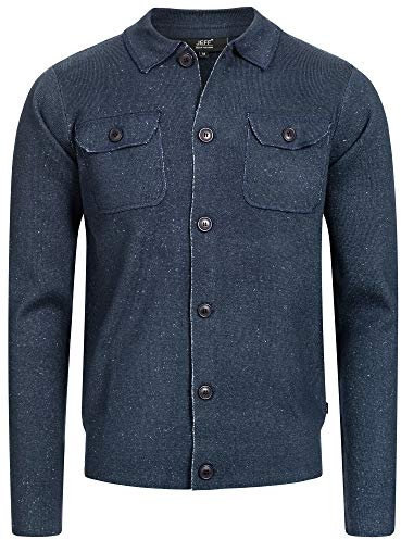 JEFF Herren Bradshaw Strickjacke mit Stehkragen | Cardigan Strick Jacke für Männer Navy, S