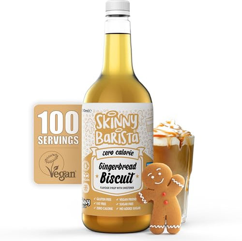 Skinny Food Co Gingerbread Syrup Zero Calorie 1L - Sugar Free Coffee Syrup Gingerbread For Tea, Hot Chocolate, Fruit, Baking, Protein Drinks - Vegan-Friendly, Gluten-Free & Fat-Free