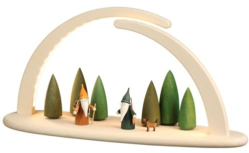 Seiffener Volkskunst | LED Lichterbogen Schwibbogen 42x21cm | Original Erzgebirgische Volkskunst | 15379 | Weihnachten Weihnachtsbogen | Waldszene